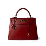 Kelly 28 Rouge Box Calfskin Gold Plated (X) Stamp