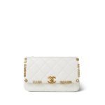 23C White Lambskin Quilted Paris Monaco Single Flap Bag Aged Gold Hardware