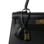 Kelly Sellier 28 Black Box Calfskin Gold Plated V Circle Stamp - Image 2