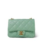 23P Light Green Lambskin Quilted Funkytown Flap Bag Antique Gold Hardware