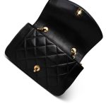 Black Lambskin Quilted Diana Flap Small Gold Hardware - Image 10