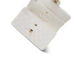 21B White Caviar Quilted Classic Flap Small Light Gold Hardware - Image 9