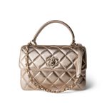 21S Gold Metallic Lambskin Quilted Trendy CC Small Light Gold Hardware