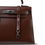 Kelly 28 Brown Box Calfskin Palladium Plated [C] Stamp - Image 17