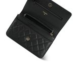 20K Black Caviar Quilted Wallet on Chain French New Wave Chain CC WOC Light Gold hardware - Image 15