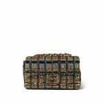 19A Egyptian Tweed Quilted Mini Rectangular Flap Light Gold Hardware