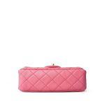 22S Pink Lambskin Quilted Mini Rectangular Pearl Crush Antique Gold Hardware - Image 4