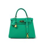 Kelly 25 Retourne Menthe Togo Gold Plated Z Stamp
