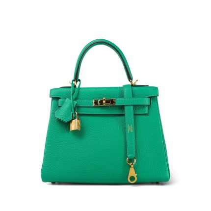 Kelly 25 Retourne Menthe Togo Gold Plated Z Stamp