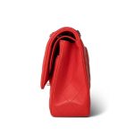 Red Lambskin Quilted Classic Flap Medium Silver Hardware - Image 2