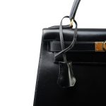 Vintage Kelly 28 Black Box Calfskin Gold Plated - Image 3