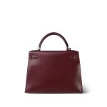 Kelly 28 Rouge H Courchevel Sellier White Stitching Gold Plated F Square Stamp - Image 10