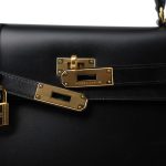 Kelly Sellier 32 Black Box Calfskin Gold Plated C Square Stamp - Image 7