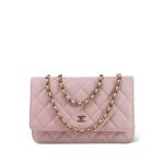 22B Light Pink Caviar Quilted Wallet On Chain WOC Light Gold Hardware - Image 14