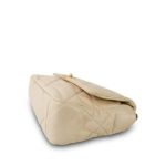 Light Beige Goatskin Quilted Large 19 Flap Mixed Hardware - Image 6