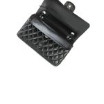 So Black Shiny Crumpled Calfskin Quilted Medium Classic Flap - Image 14