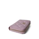 24A Light Pink Caviar Quilted Zip Coin Purse - Image 8