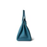 Birkin 30 Blue Jean Togo Palladium Plated L Square Stamp - Image 4