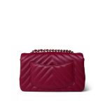 18B Raspberry Caviar Chevron Quilted Mini Rectangular Flap Light Gold Hardware - Image 5