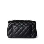 Black Caviar Quilted Mini Rectangular Flap Light Gold Hardware - Image 4