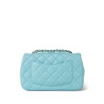 Light Blue Lambskin Quilted Mini Rectangular Flap Silver Hardware - Image 6