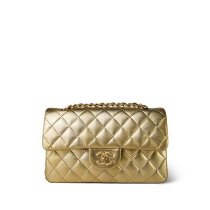Gold Lambskin Quilted Classic Flap Small Aged Gold Hardware