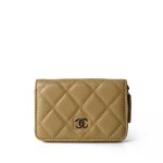 Green Yellow Moss Caviar Quilted Classic Zip Coin Purse