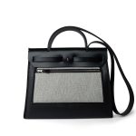 Herbag Zip PM 31 Black and Ecru Toile H Berline Vache Hunter Palladium Plated Z Stamp - Image 4