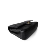 Black Lambskin Chevron Medium Classic Flap Light Gold Hardware - Image 9