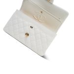 23C White Caviar Quilted Classic Flap Small LGHW - Image 4