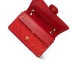 Red Chevron Lambskin Quilted Classic Flap Medium Gold Hardware - Image 13