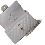 21A Grey Caviar Quilted Classic Flap Small Light Gold Hardware - Image 12