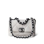 21K White Lambskin Quilted 19 Flap Small Black Hardware