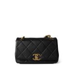Black Lambskin Quilted Entwined Mini Single Flap Aged Hardware - Image 2