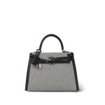 Kelly Sellier 25 Noir Écru Swift Toile Palladium Plated B Stamp - Image 8
