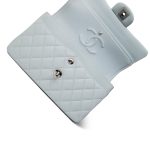 Light Blue Caviar Quilted Classic Flap Small Silver Hardware - Image 13
