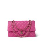 19C Pink Caviar Quilted Classic Flap Medium Light Gold Hardware - Image 8