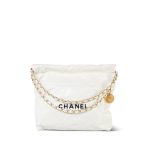 22S White Calfskin Quilted 22 Medium Hobo Bag Black/Aged Gold Hardware