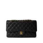 Black Caviar Quilted Medium Classic Flap Gold Hardware