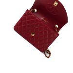Red Lambskin Quilted Half Moon Flap Small GHW - Image 11