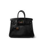 Birkin 25 Black Epsom Gold Plated R Square Stamp