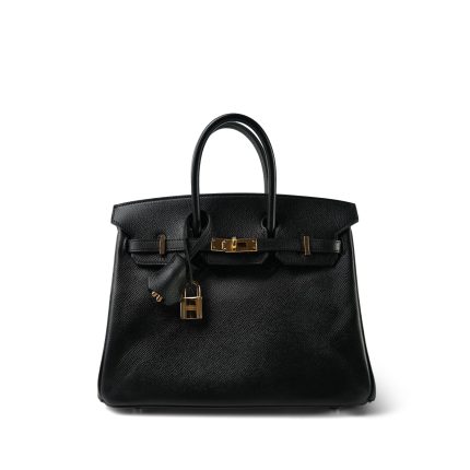 Birkin 25 Black Epsom Gold Plated R Square Stamp