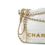 White Calfskin Quilted Mini 22 Bag Aged Gold Hardware - Image 14