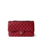 19B Red Caviar Quilted Medium Classic Flap Light Gold Hardware