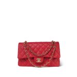 22P Red Caviar Quilted Medium Classic Flap Light Gold Hardware - Image 11