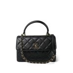 Black Lambskin Quilted Trendy CC Small LGHW - Image 10