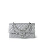 23P Silver Metallic Lambskin Quilted Classic Flap Medium SHW - Image 14