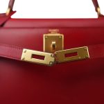 Kelly Sellier 28 Rouge Vif Box Calfskin Gold Plated C Square Stamp - Image 20
