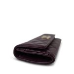 24B Burgundy Caviar Quilted Crystal CC Long Flap Card Holder Light Gold Hardware - Image 11