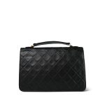 Black Lambskin Quilted Top Handle Double Turnlock Single Flap Gold Hardware - Image 15